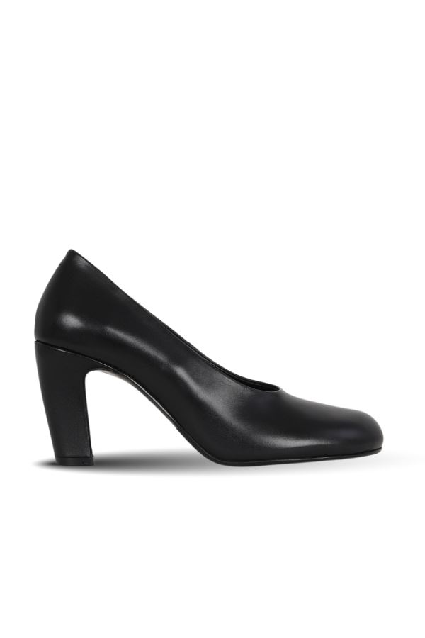 Siyah Deri Kadın Topuklu Ayakkabı 