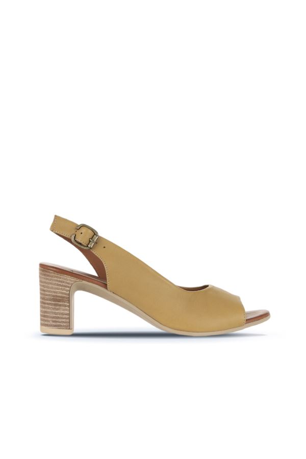 Tarçın Deri Kadın Topuklu Sandalet