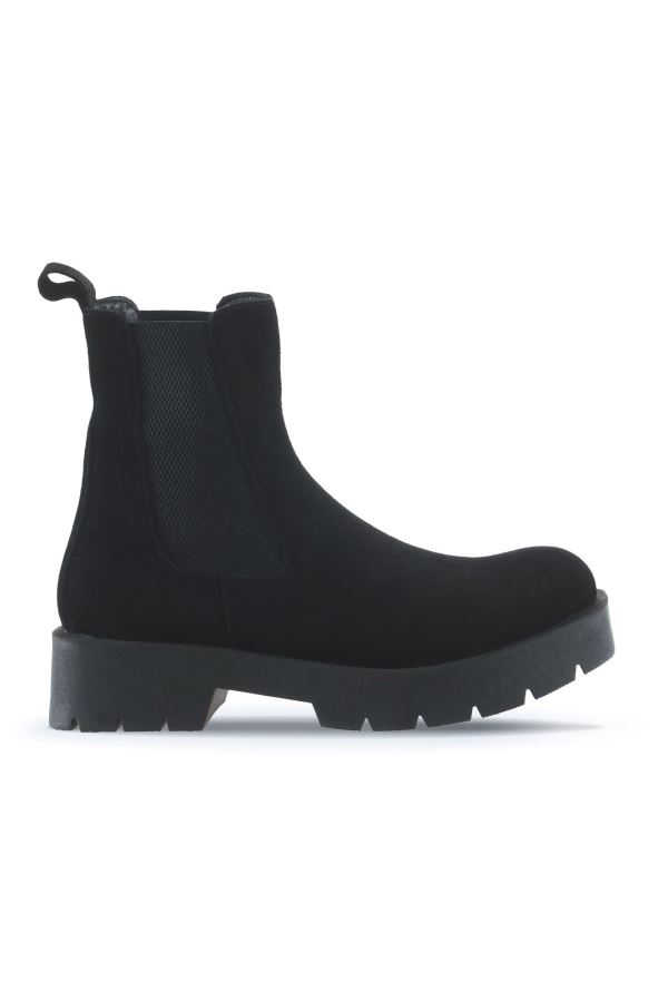 Siyah Süet Kadın Düz Bot