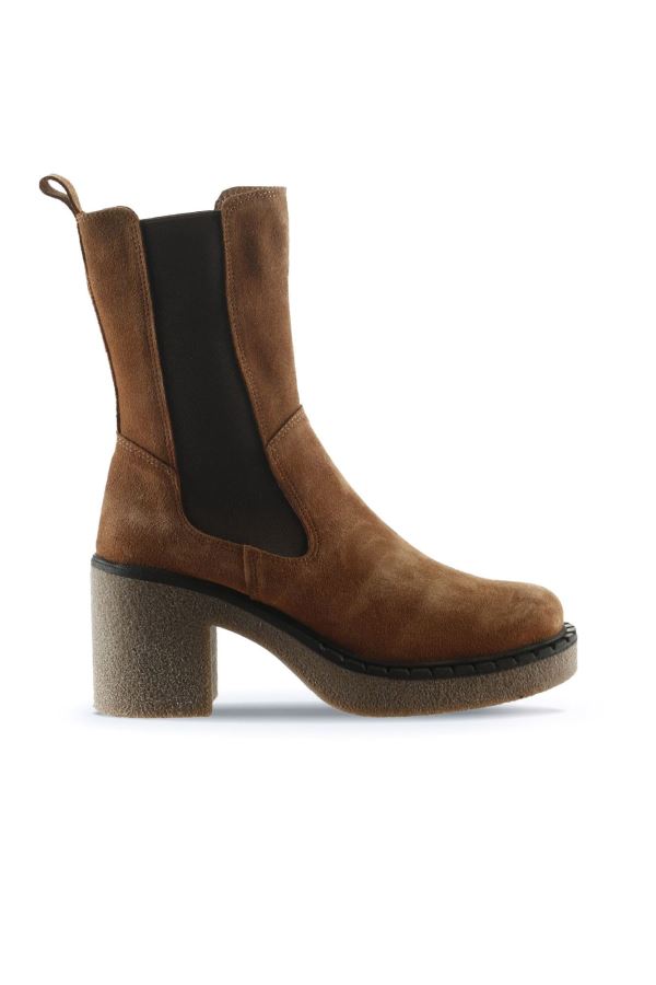 Taba Açık Süet Kadın Topuklu Bot