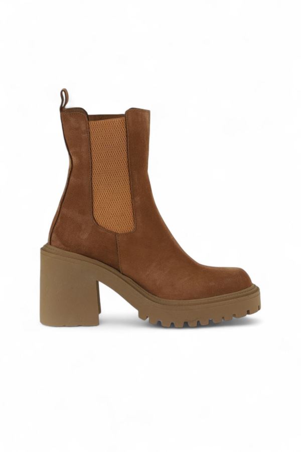 Taba Açık Süet Kadın Topuklu Bot