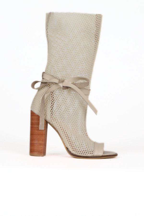 Bej File-Deri Kadın Topuklu Bot