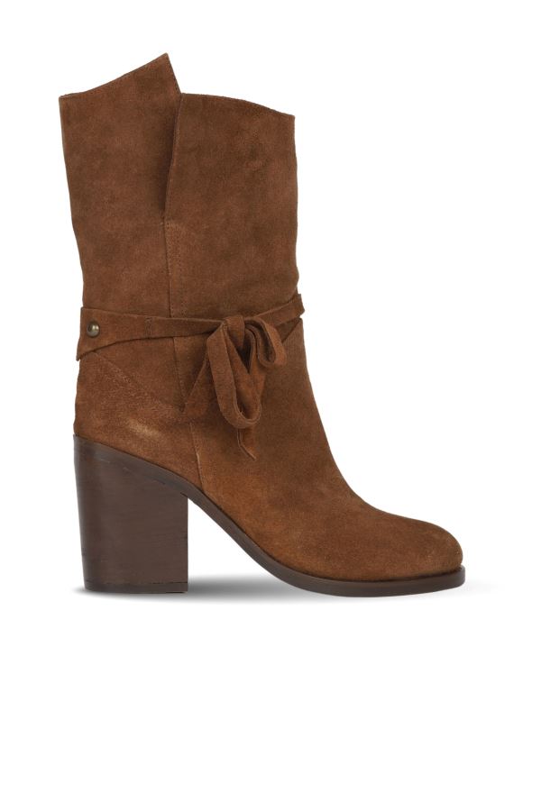 Vizon Koyu Süet Kadın Topuklu Bot