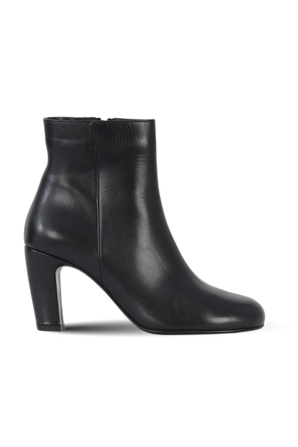 Siyah Deri Kadın Topuklu Bot 