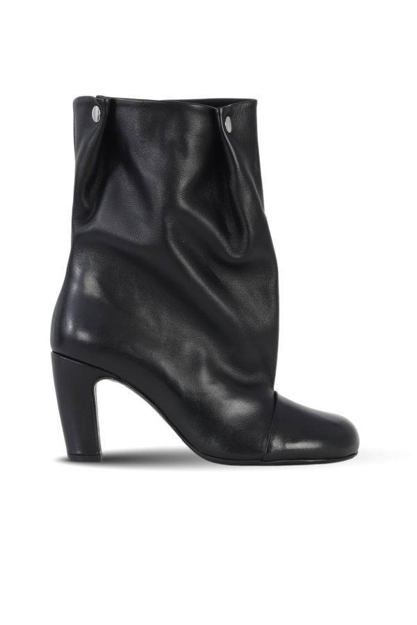Siyah Deri Kadın Topuklu Bot 