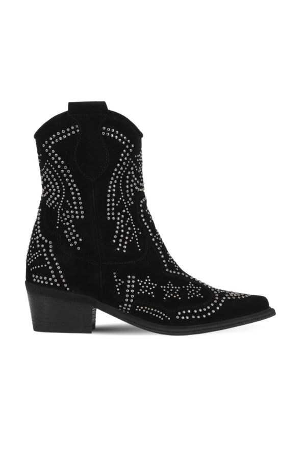 Siyah Süet Kadın Topuklu Bot