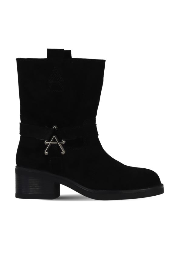 Siyah Süet Kadın Topuklu Bot
