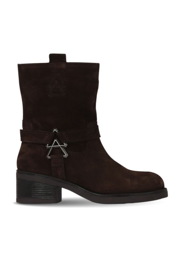Kahverengi Süet Kadın Topuklu Bot