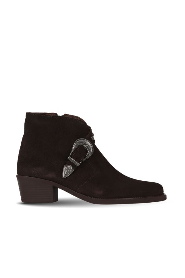 Kahverengi Süet Kadın Topuklu Bot