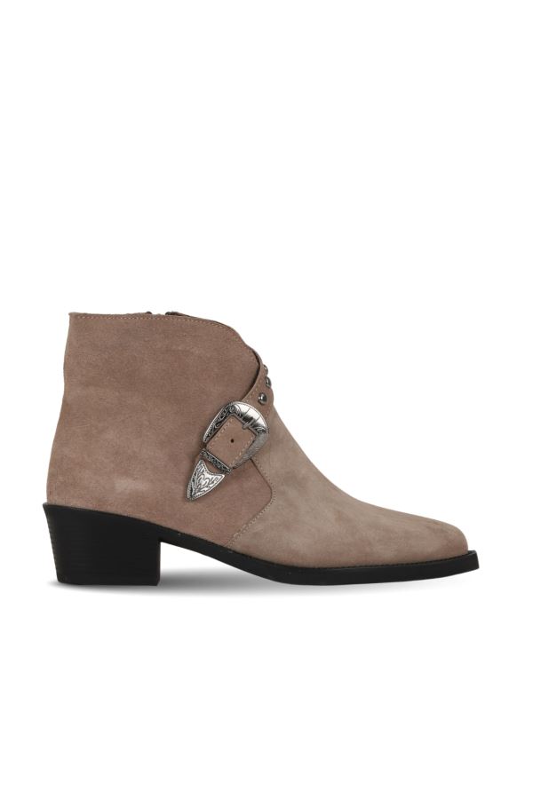 Gri Süet Kadın Topuklu Bot