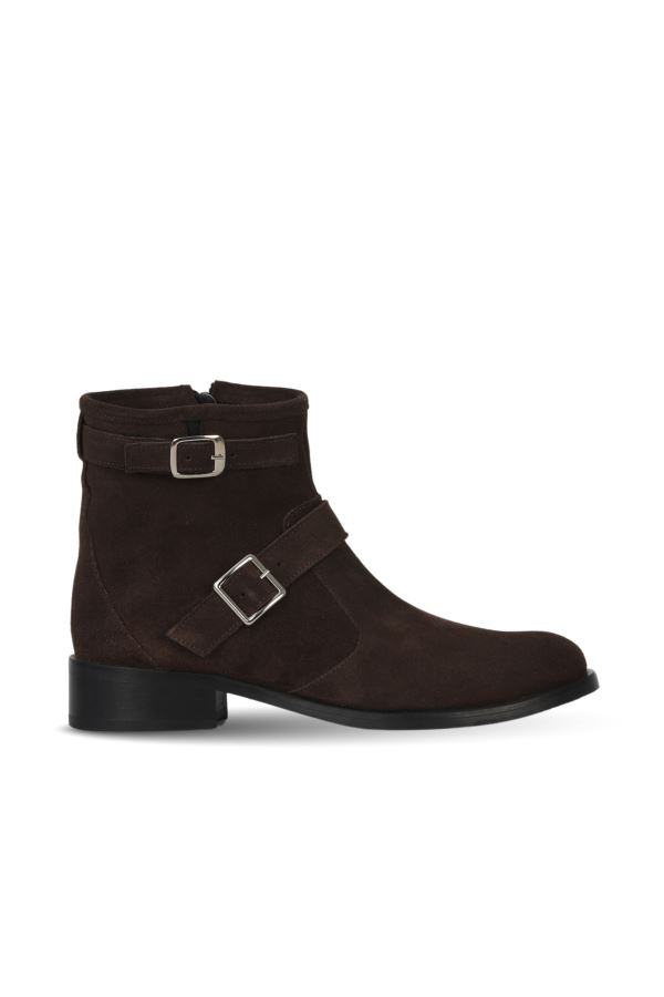 Kahverengi Süet Kadın Topuklu Bot