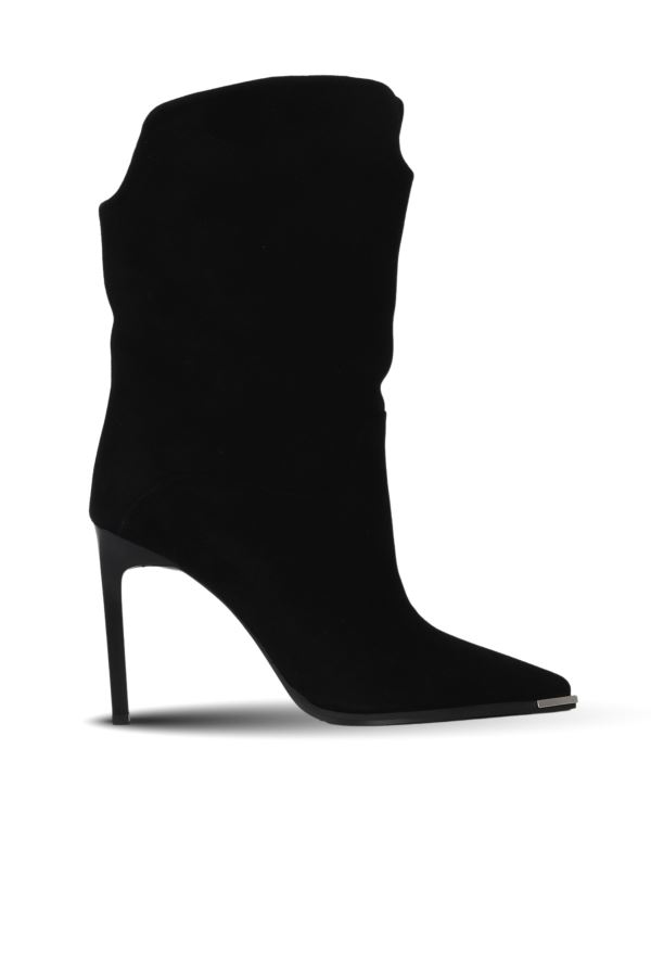 Siyah Süet Kadın Topuklu Bot