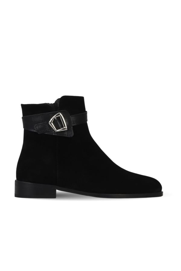 Siyah Süet-Kroko Kadın Topuklu Bot