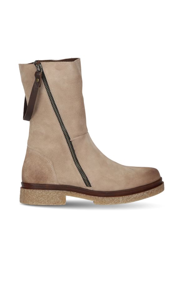 Gri Süet-Deri Kadın Topuklu Bot