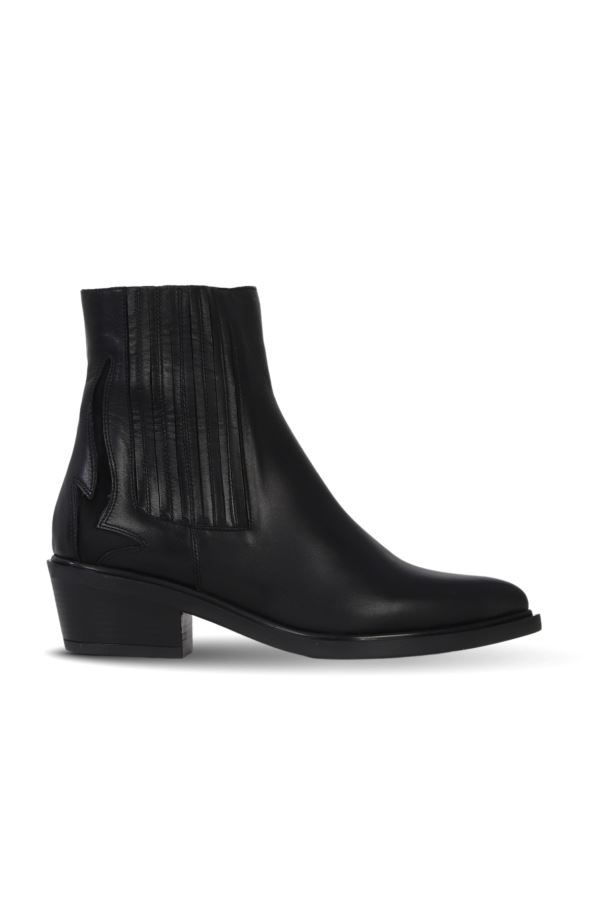 Siyah Deri Kadın Topuklu Bot