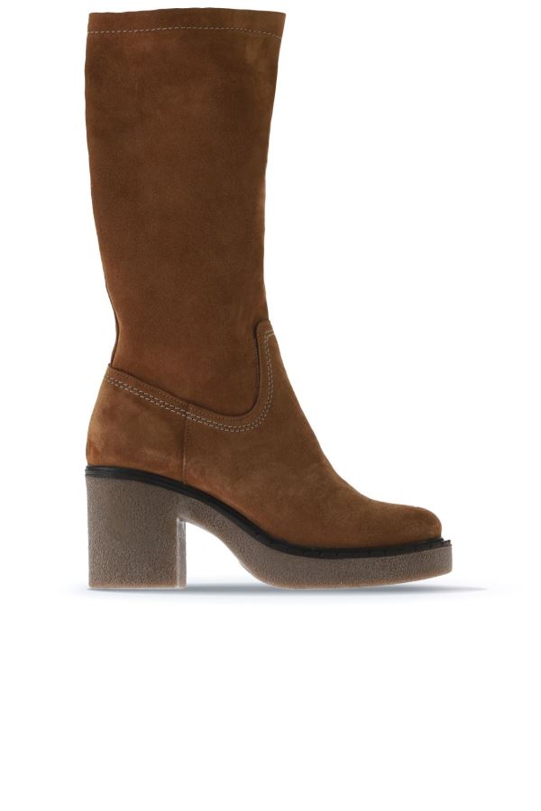 Taba Süet Kadın Topuklu Çizme