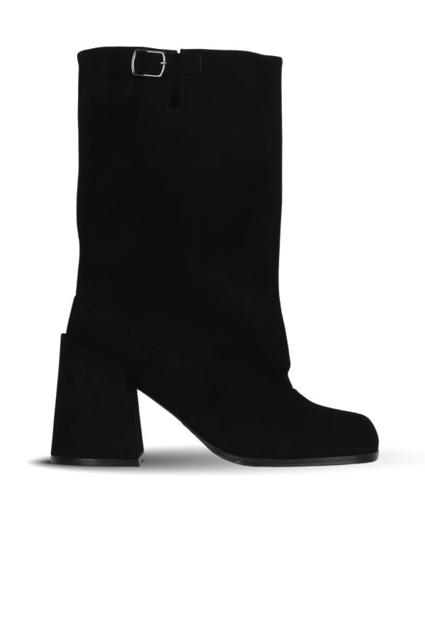 Siyah Süet Kadın Topuklu Çizme