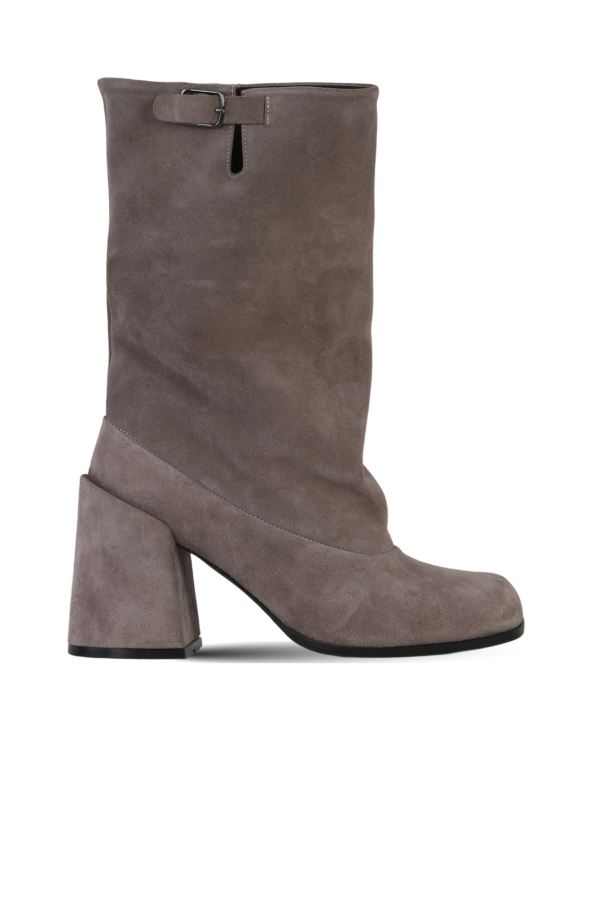 Vizon Süet Kadın Topuklu Çizme