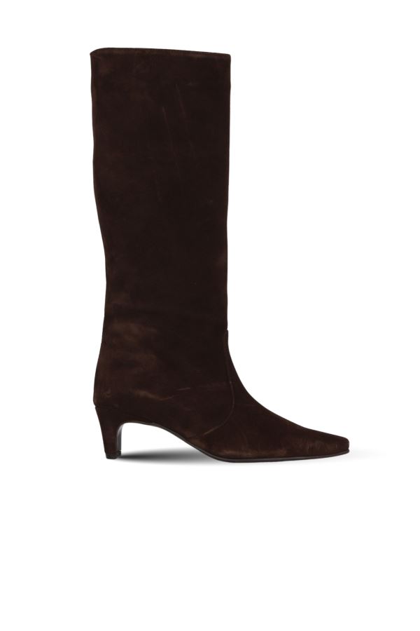 Kahverengi Süet Kadın Topuklu Çizme