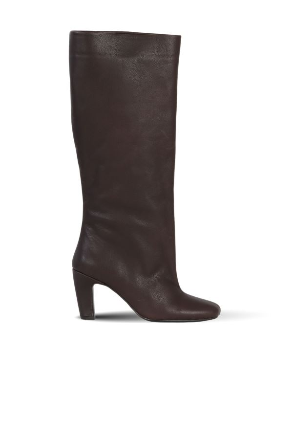 Fındık Deri Kadın Topuklu Çizme