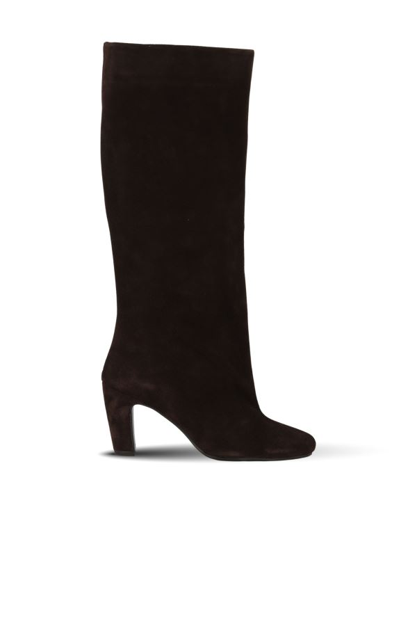 Kahverengi Süet Kadın Topuklu Çizme