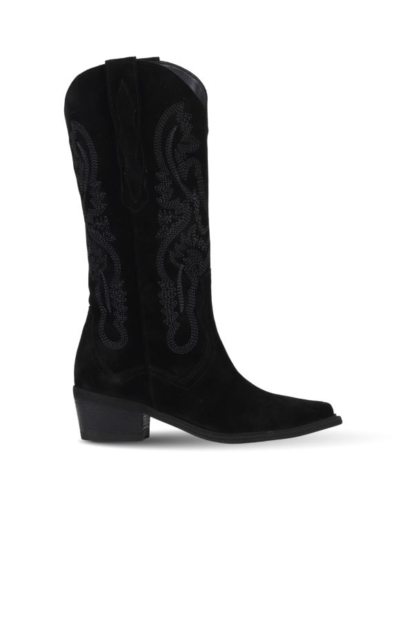 Siyah Süet Kadın Topuklu Çizme