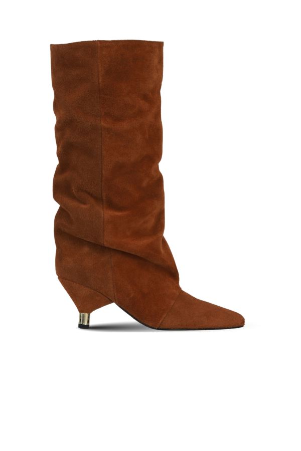 Taba Süet Kadın Topuklu Çizme