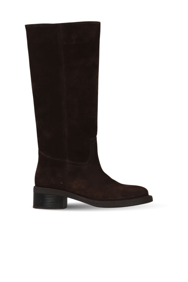 Kahverengi Süet Kadın Topuklu Çizme