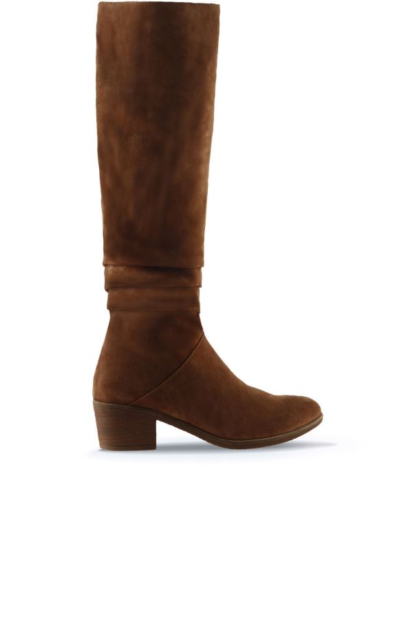 Taba Açık Süet Kadın Topuklu Çizme