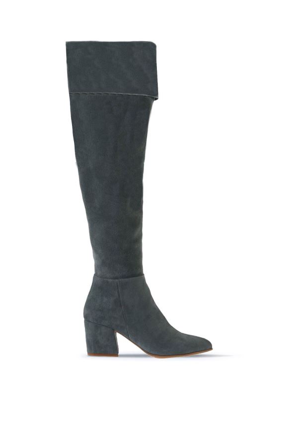 Yeşil Süet Kadın Topuklu Çizme