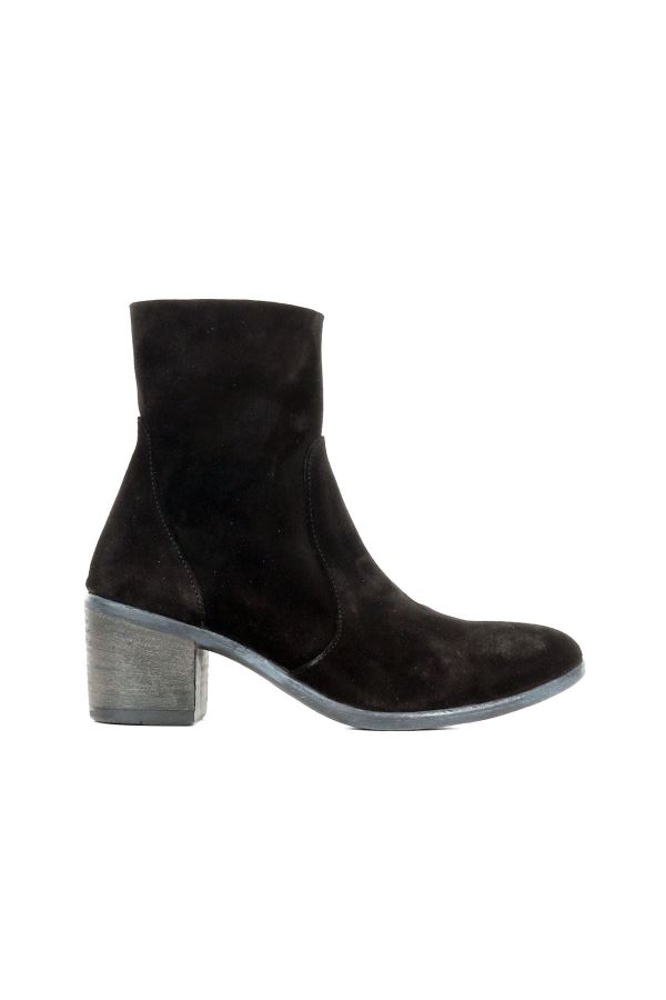Siyah Süet Kadın Topuklu Bot