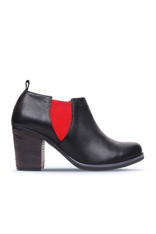 Kırmızı Deri Kadın Topuklu Bot