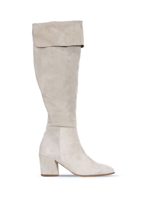 Bej Süet Kadın Topuklu Çizme
