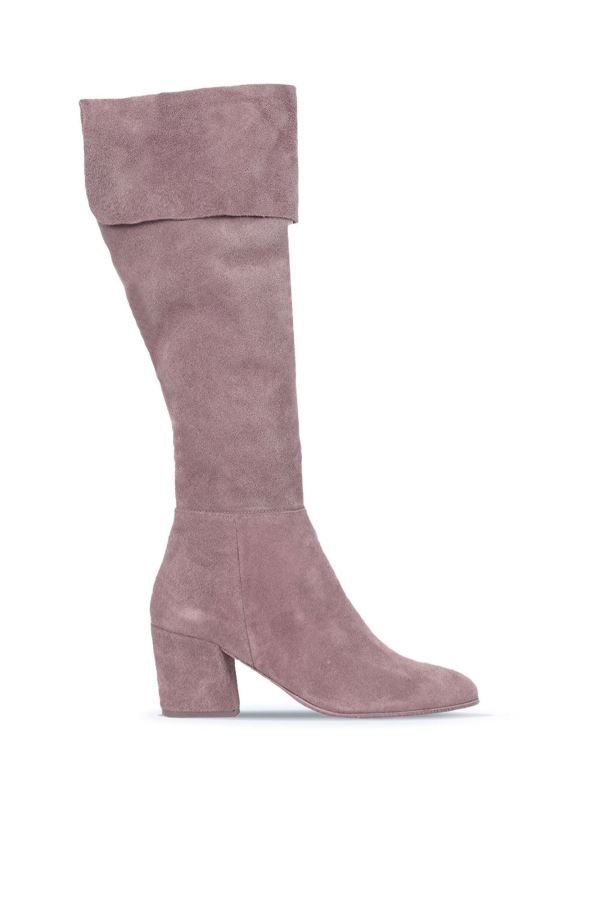 Gül Kurusu Süet Kadın Topuklu Çizme