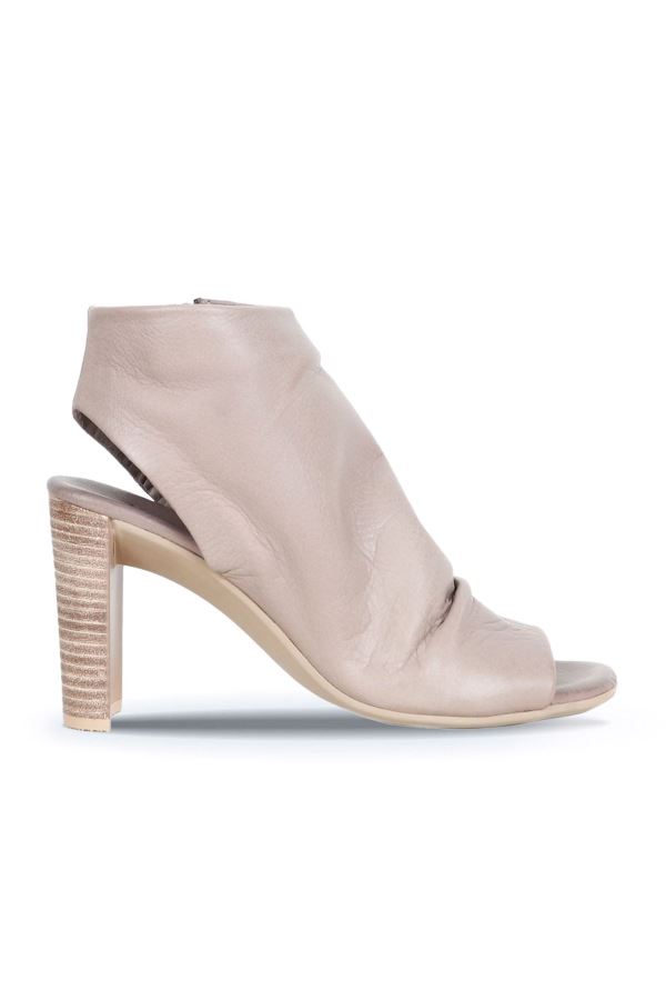 Gri Deri Kadın Topuklu Sandalet