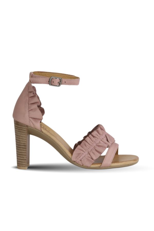 Gül Kurusu Deri Kadın Topuklu Sandalet