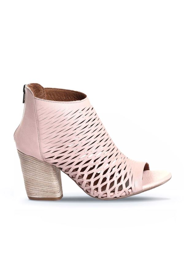 Pudra Deri Kadın Topuklu Sandalet