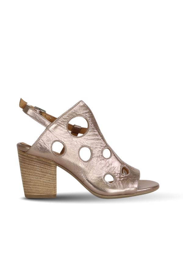 Vizon Deri Kadın Topuklu Sandalet