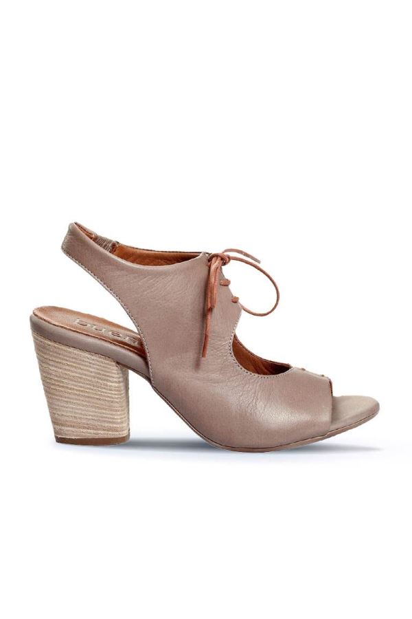 Gri Deri Kadın Topuklu Sandalet