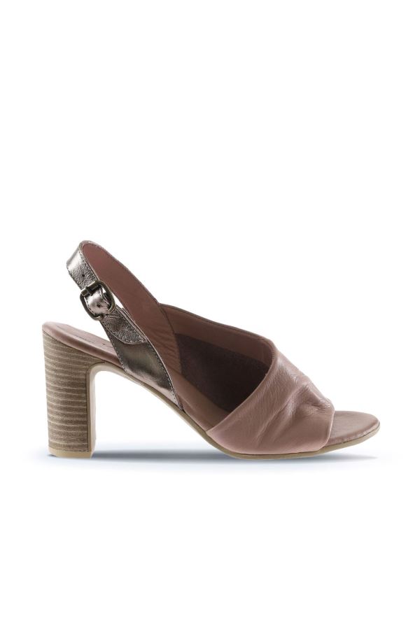 Gül Kurusu Deri Kadın Topuklu Sandalet