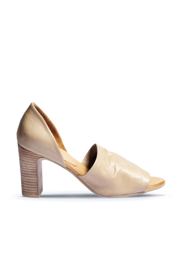 Vizon Deri Kadın Topuklu Sandalet