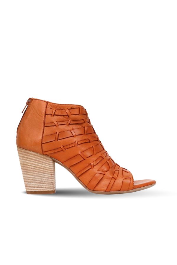Taba Deri Kadın Topuklu Sandalet