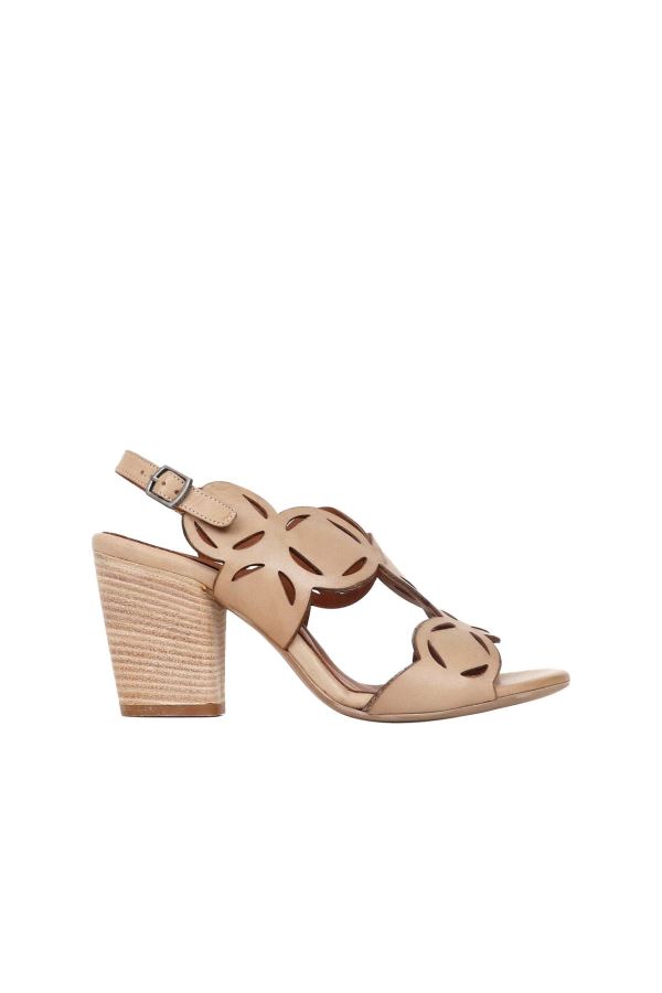 Vizon Deri Kadın Topuklu Sandalet