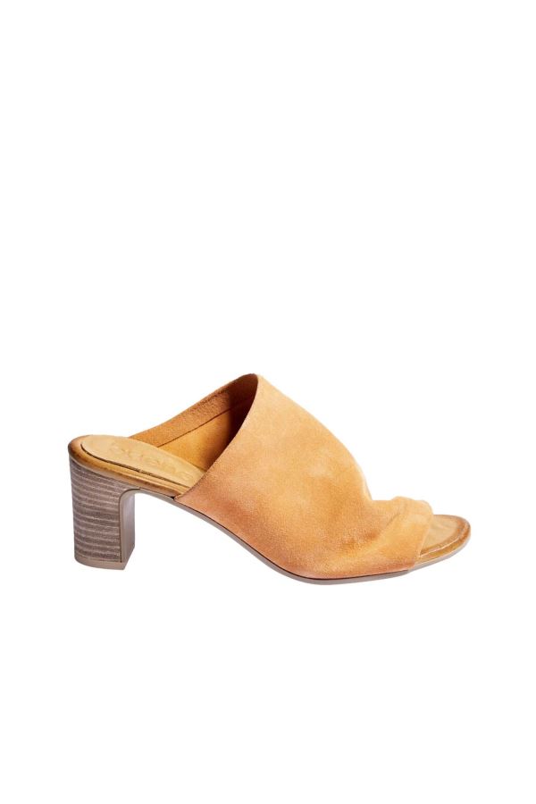 Turuncu Süet Kadın Topuklu Terlik