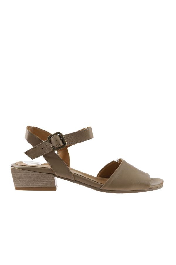 Vizon Deri Kadın Topuklu Sandalet