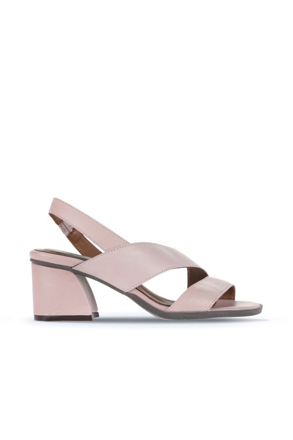 Gül Kurusu Deri Kadın Topuklu Sandalet