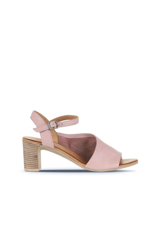 Gül Kurusu Deri Kadın Topuklu Sandalet