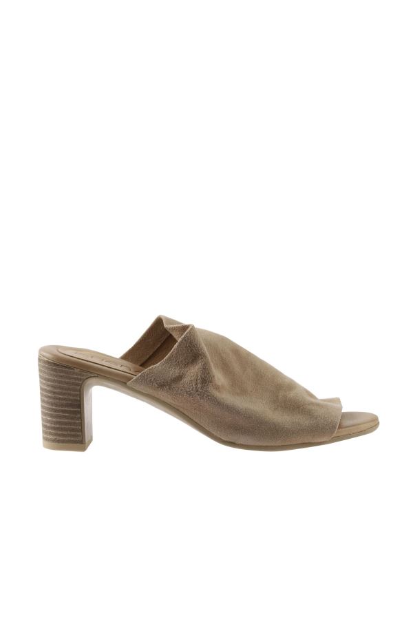 Bej Süet Kadın Topuklu Terlik